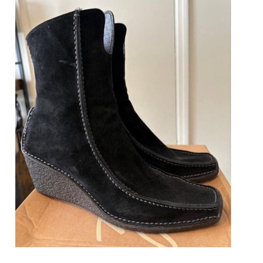 Pons Quintana Estela Black Suede Ankle Boots Sz US 9 EUR 40